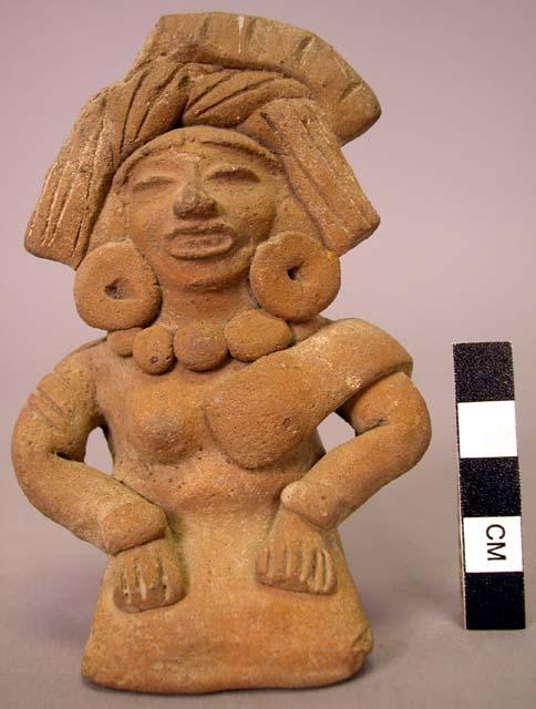 Ceramic terra cotta pre-columbian style kneeling female figurine