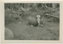 Farm 4, Section 36, Site C, Dr. Doris Stone leaning against Ball A