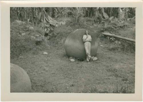 Farm 4, Section 36, Site C, Dr. Doris Stone leaning against Ball A