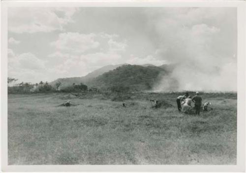 Army burning grasses, Area B, Trench 4