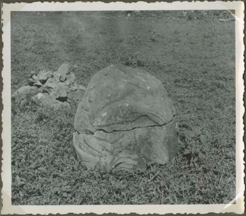 Circular sculpture in a field