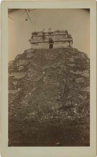 View of El Castillo from the base of the staircase