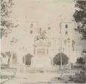 Church or large building with statue in front