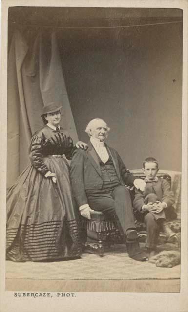 Studio portrait of George Peabody and family