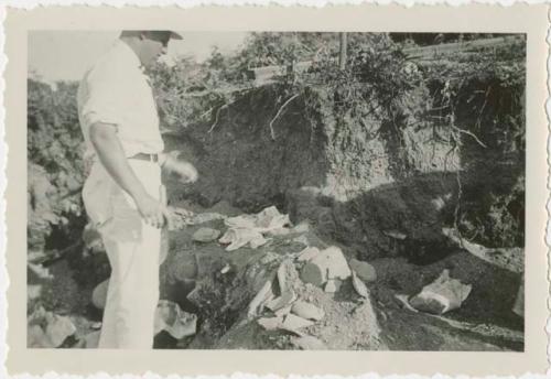 Man at an archaeological site