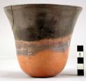 Beaker, black topped ware, thin red polished sides