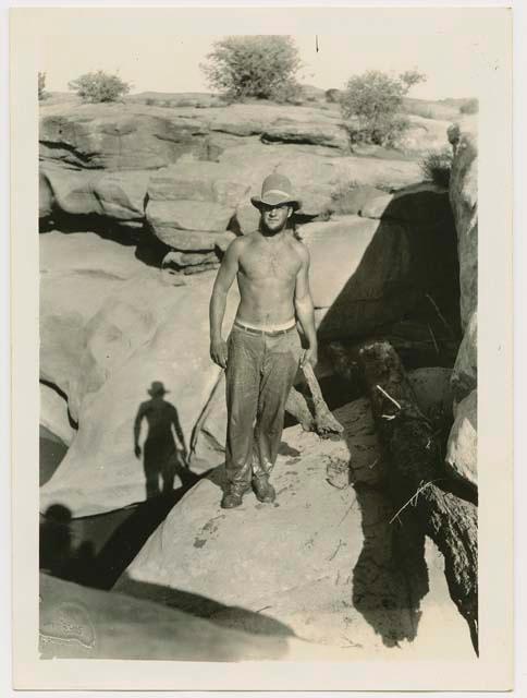 Alfred Kidder II celebrates his birthday by falling into a "bog" August 2, 1929.