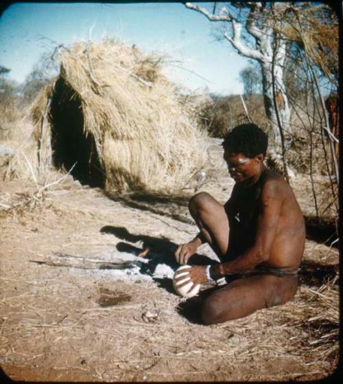 Slide from Marshall Expedition: "Gautscha Pan, 1951, Shaman, SW Africa"