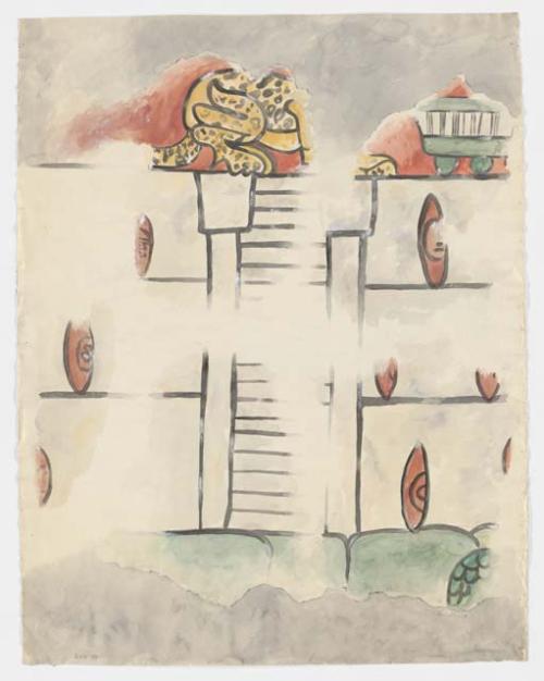 Watercolor from Temple of the Warrior