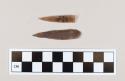 Flint bladelets; brown-colored stone; one broken
