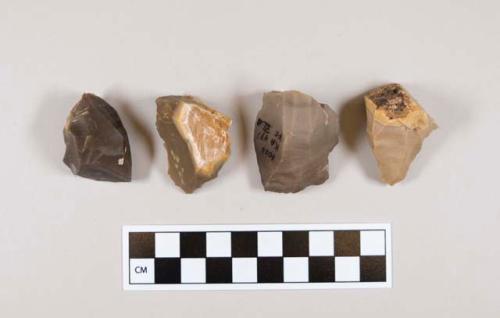 Flint cores?; two with cortex; gray and tan-colored stone