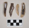 Flint pointed blades; one with cortex; brown and tan colored stone