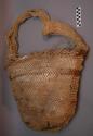 Woven bag with shoulder strap; horizontal henna stripes on natural +