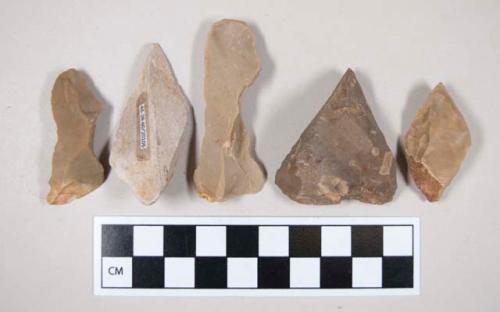 Chipped stone, flint blades and chipping debris, including possible broken core