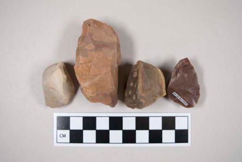 Chipped stone, chipping debris, platforms?, gray tan, reddish or white in color, some cortex