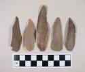 Chipped stone, flint unifaces, possibly projectile points