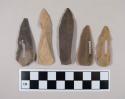 Chipped stone, flint uniface projectile points