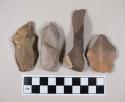 Chipped stone, flint gravers (burins), some with cortex