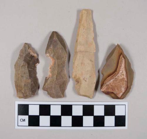 Chipped stone, flint gravers (burins) with some cortex