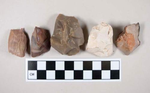 Chipped stone, flint cores, some with cortex