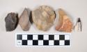 Chipped stone, flint burins, some with cortex