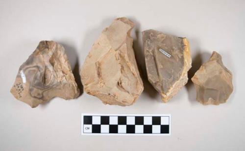 Chipped stone, flint cores, some with cortex