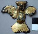 Gold plated copper figurine - bat with snake in mouth (incomplete)