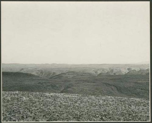 Landscape, with mountains in distance (print is a cropped image)