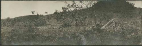 Landscape with broken stone sculptures, possibly Arevalo