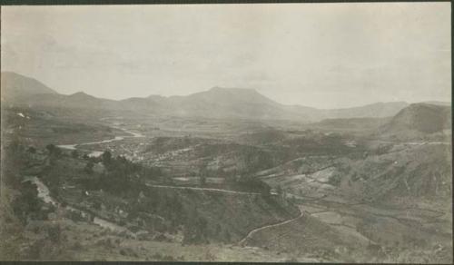 Landscape with mountains in background, possibly Heuhuetenango