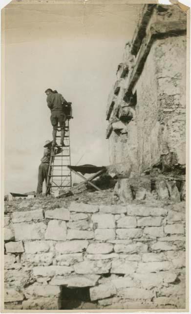 Juan Sopena and Alfred Harvey at castillo in Tulum