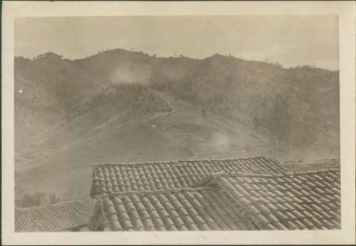 View of rooftops and landscape, possibly Santo Tomas Chichicastenango