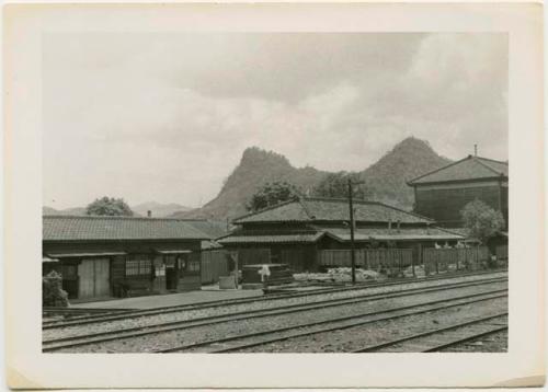 Railroad tracks and station