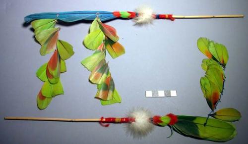 Bamboo and feather ear ornaments (tetako)