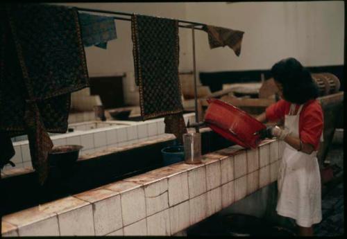 Batik process, dyeing vats