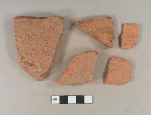 Redware roof tile fragments; two fragments crossmend