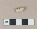 White undecorated kaolin pipe stem fragment, 7/64" bore diameter