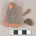 Dark brown lead glazed redware vessel body fragments