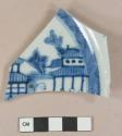 Blue on white handpainted chinese trade porcelain plate base fragment, white paste