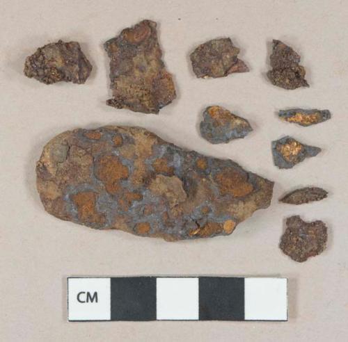 Ferrous metal utensil handle fragments, heavily corroded