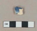 Blue handpainted earthenware vessel body fragment, buff paste