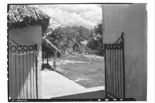 Looking toward arched gateway