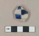 Cobalt decorated gray salt-glazed stoneware vessel body fragment, gray paste, westerwald type