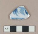 Blue on white handpainted chinese trade porcelain body fragment, white paste