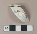 Polychrome handpainted pearlware vessel rim fragment, white paste