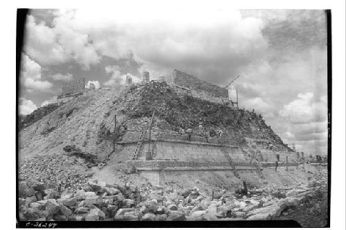 T. of War.Repairing 2nd multiple zone N. side of pyramid. Seen from NE