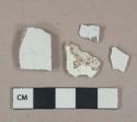 Undecorated whiteware vessel body fragments, white paste