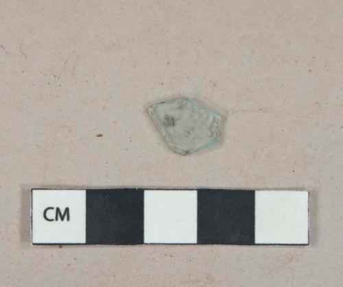 Aqua flat glass mirror fragment, most of backing missing