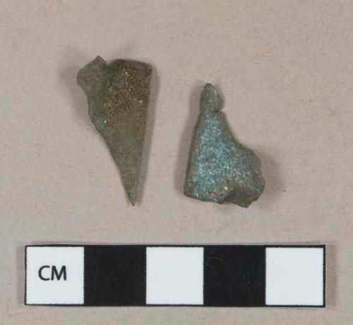 Unidentified metal alloy fragments, corroded and oxidized