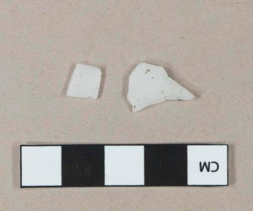 White milk glass vessel body fragments